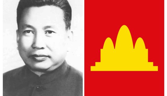 Pol Pot és a Demokratikus Kambodzsa zászlója