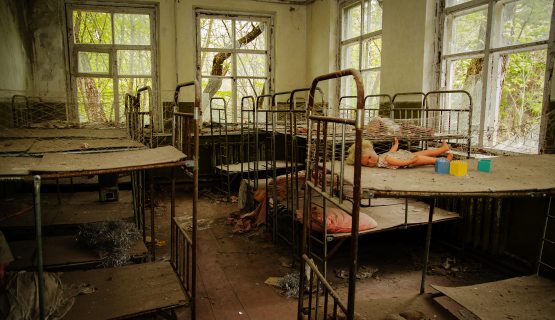 Egy csernobili intézmény maradványai