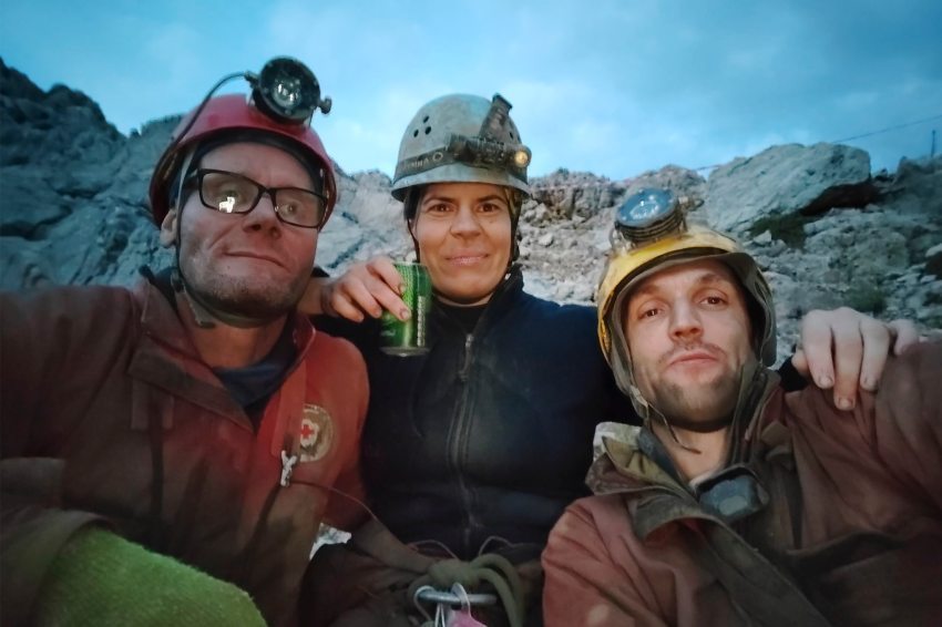 Dr Zsófia Zádor and two team members after the rescue operation
