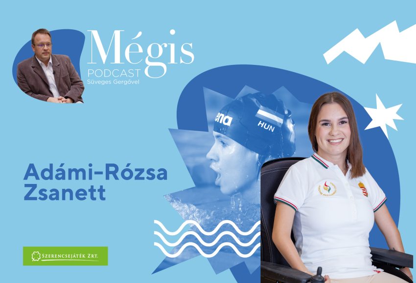 Adámi-Rózsa Zsanett a Mégis podcast plakátján