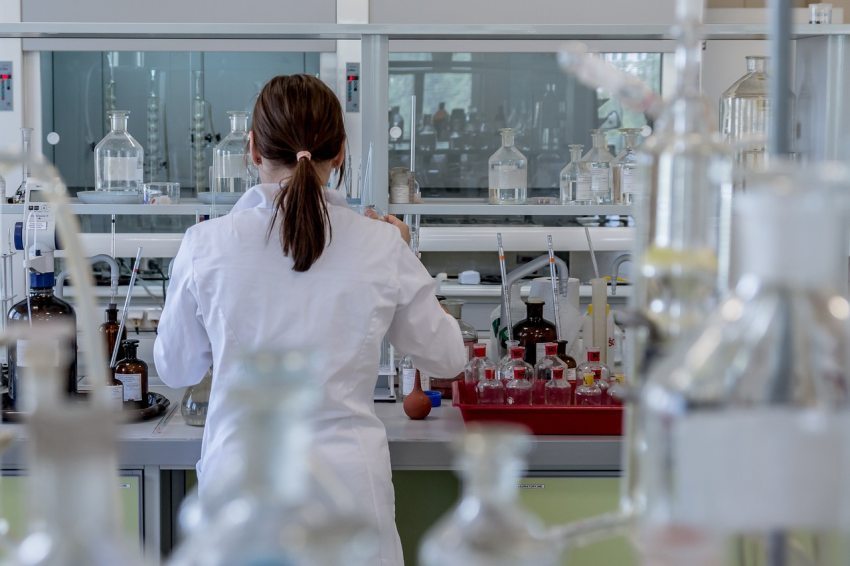 A girl working in a laboratory