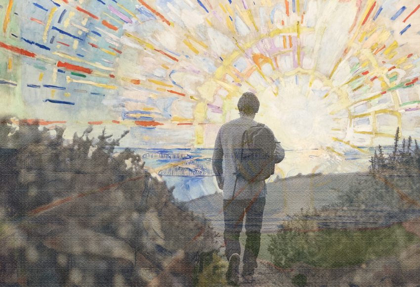 alkoholizmusból gyógyuló férfi (grafika)