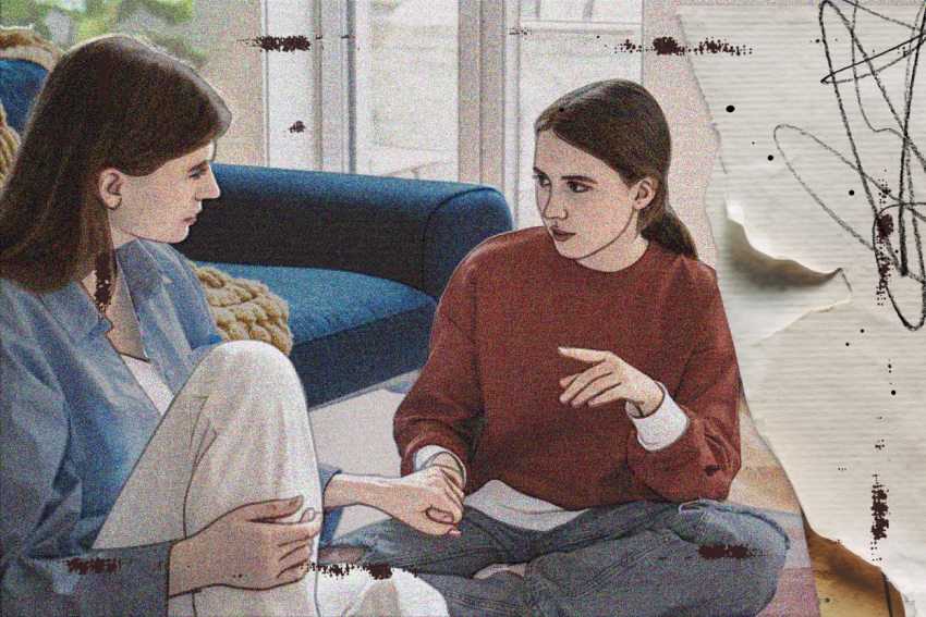 kamasz gyerekkel beszélhget anyja