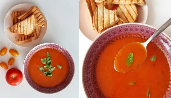 pirított fokhagymás-paradicsomos leves