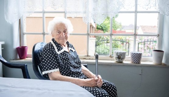 98-year -old Sára Komárominé Vojna in her humble home