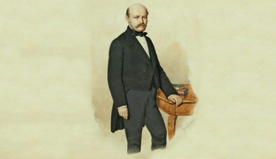 A painting of Ignác Semmelweis in 1857, aged 39, at the time of his wedding