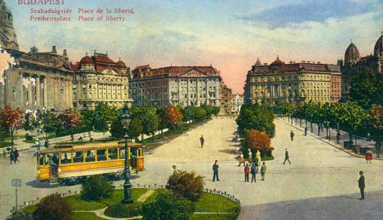 Liberty Square in Budapest in 1912 on a postcard
