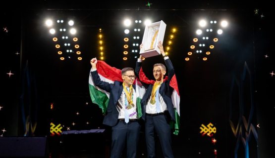 Tamás Bandúr and Zsolt Koncsik on the top of the podium at the EuroSkills Competition