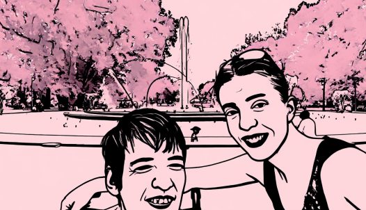 Rusznák Emese és segtője egy rajzon