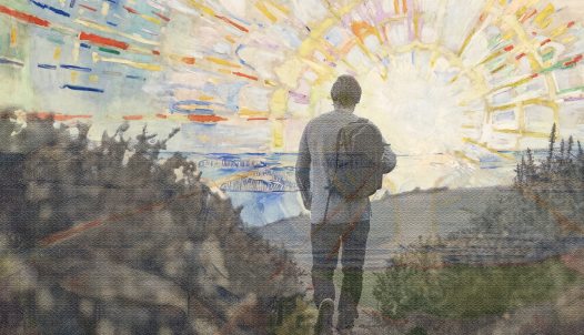 alkoholizmusból gyógyuló férfi (grafika)