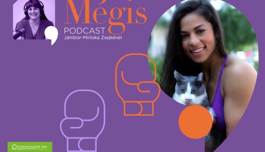 Zsiga Melinda a Mégis podcast plakátján