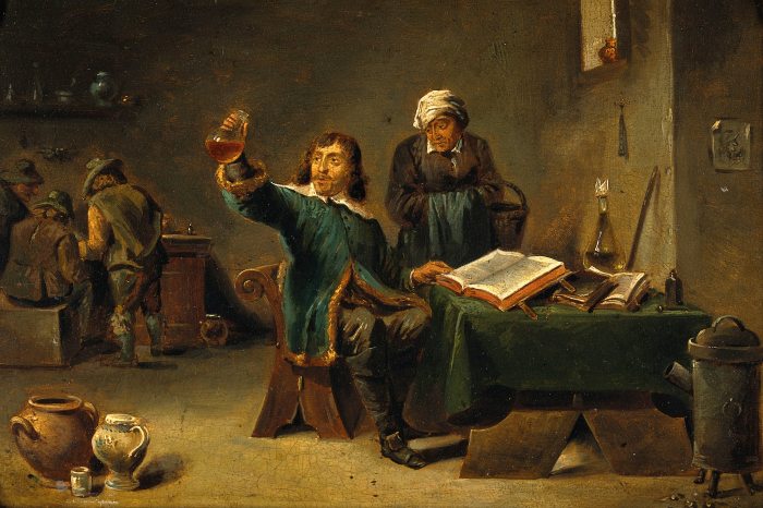 Orvos vizeletet vizsgál - Olajfestmény ifj. Daniel Teniers követőjétől, 17. sz.