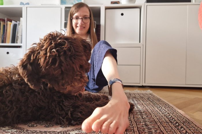 Borbála Ivicsics with her dog