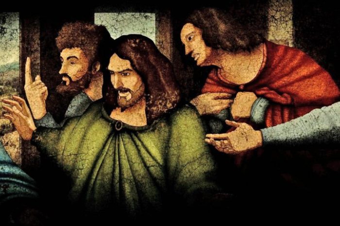 A frame from the animated film "The Last Supper" 