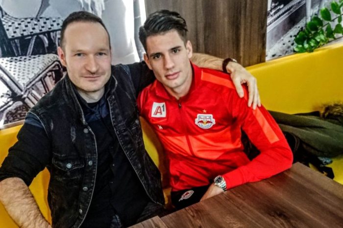 Dominik Szoboszlai football player with the author
