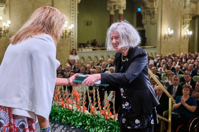 Dr. Zsuzsanna Pásztor receiving the Knight's Cross of the Hungarian Order of Merit, civil division, in 2023