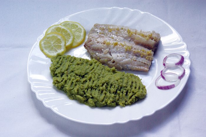 zöldborsó püré
