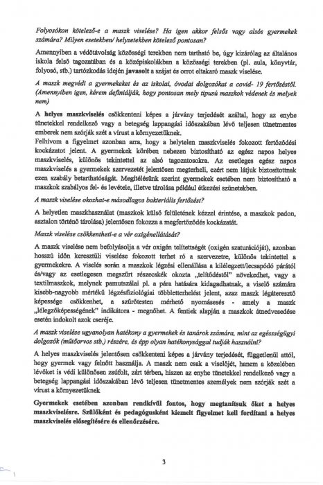 A Népegészségügyi Központ, dr. Müller Cecília országos tisztifőorvos válasza (a teljes levelet lásd alább)