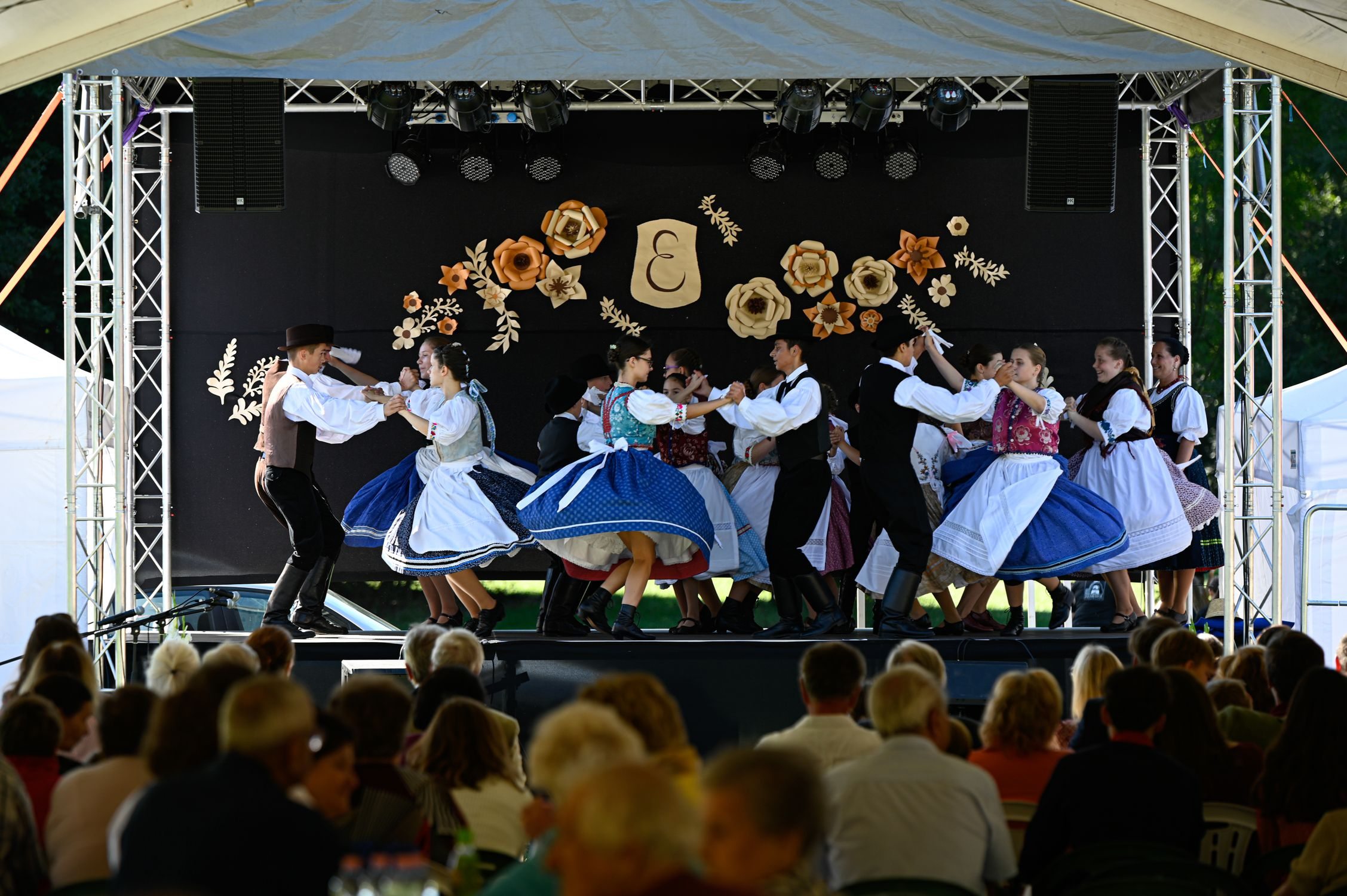 Hungarian folk dancers on the stage