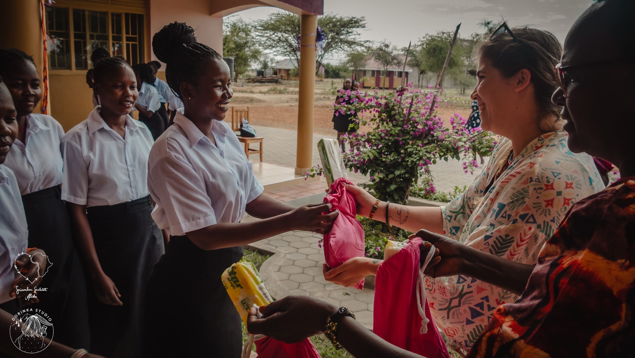 Distribution of menstrual hygiene kits at the Matany Girls' School 