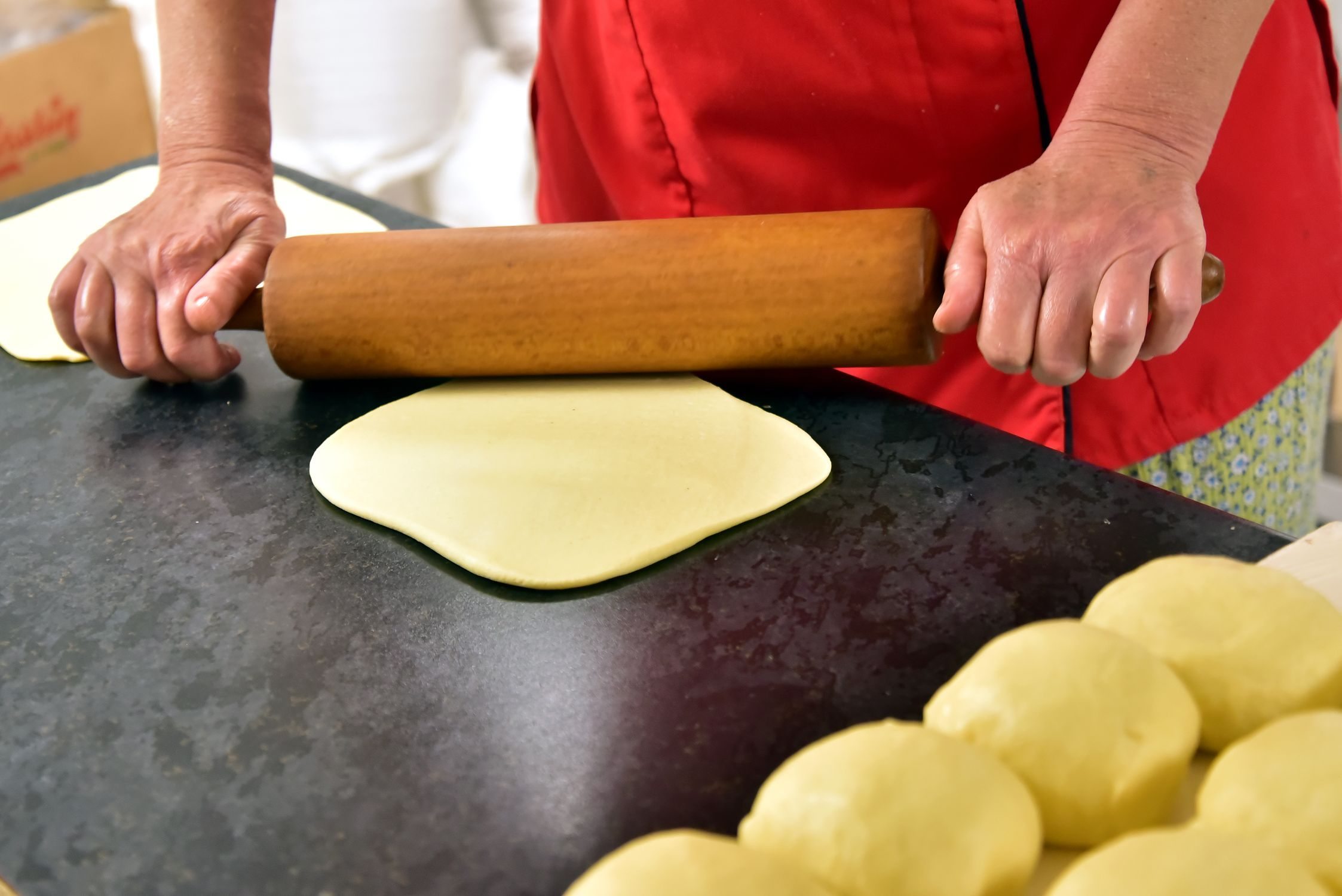 flattening the dough