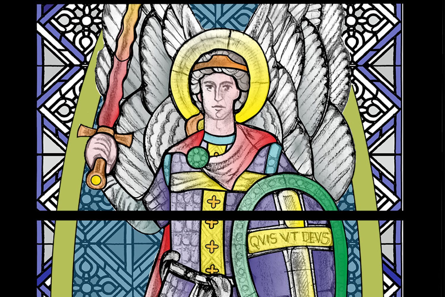 A veszprémi székesegyház Szent Mihály arkangyalt ábrázoló új üvegablaka