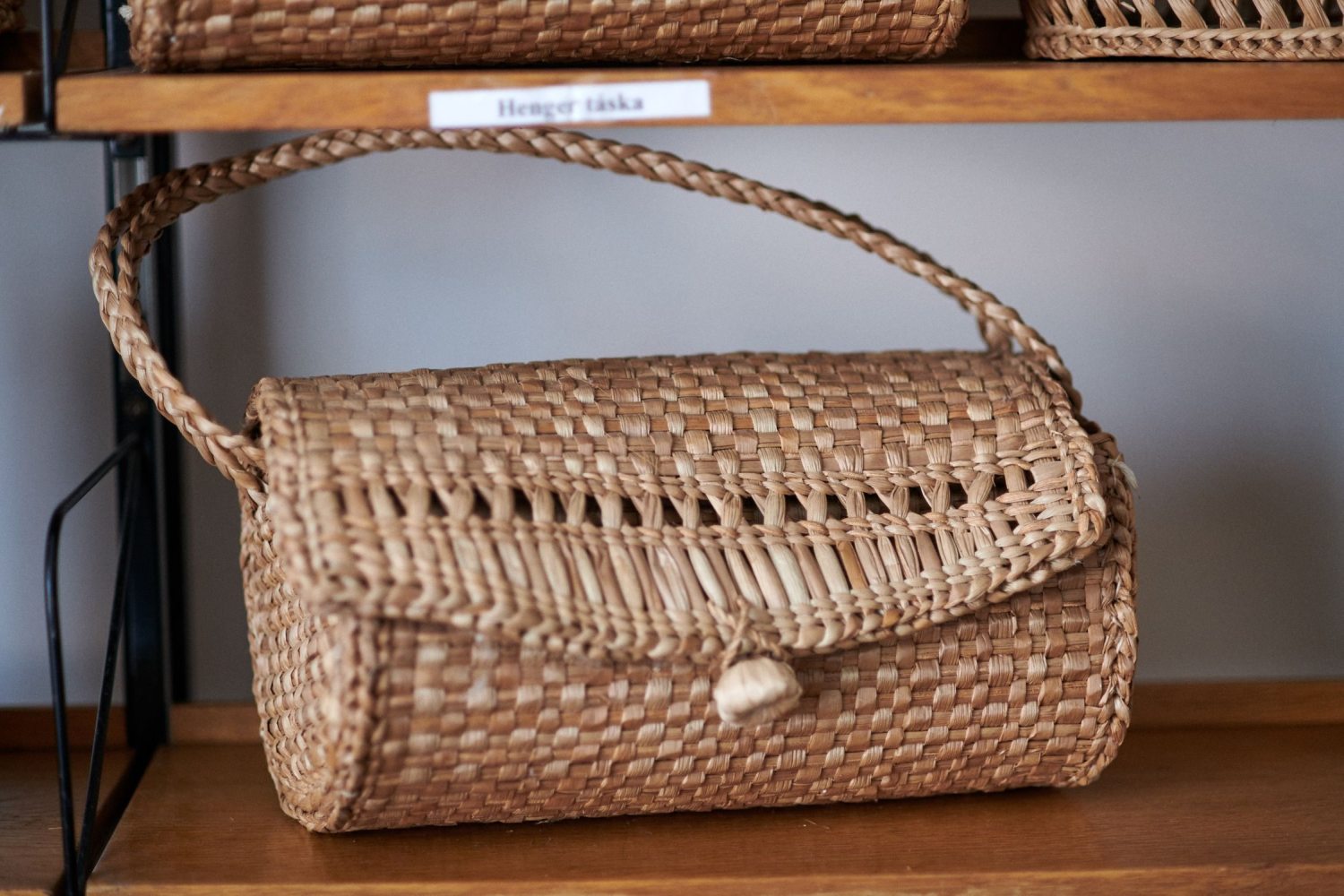 a bag woven from cattails