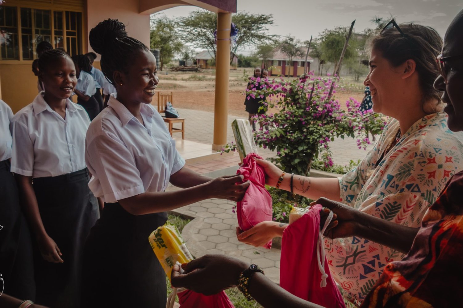Distribution of menstrual hygiene kits at the Matany Girls' School 