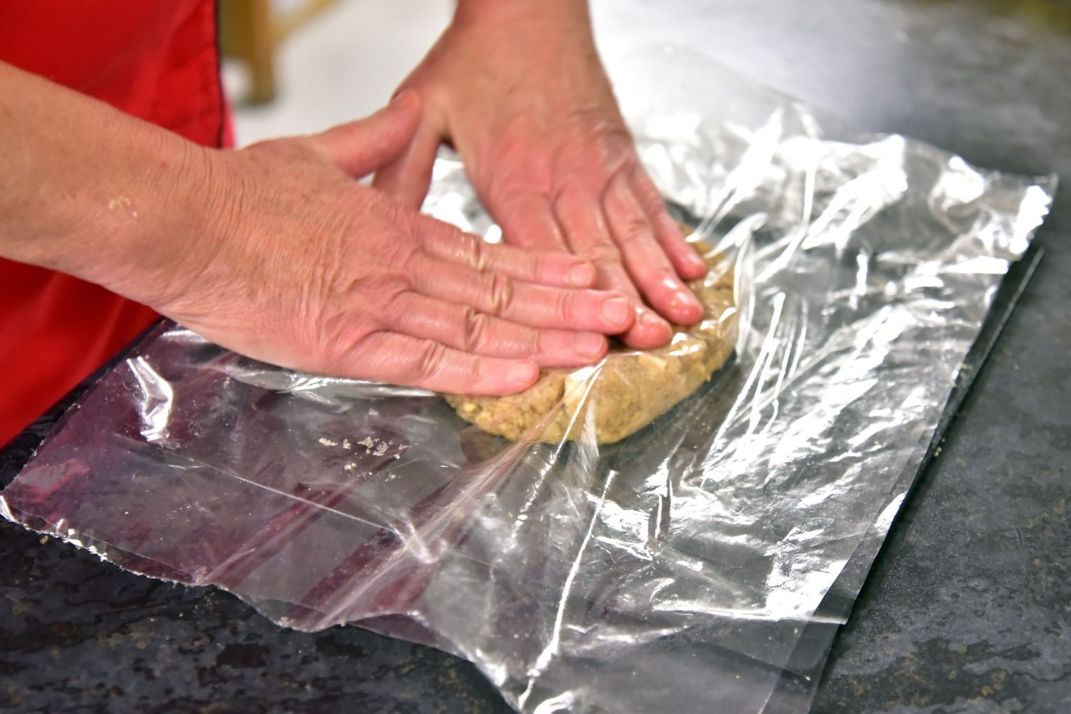 flatten the filling between two sheets of foil