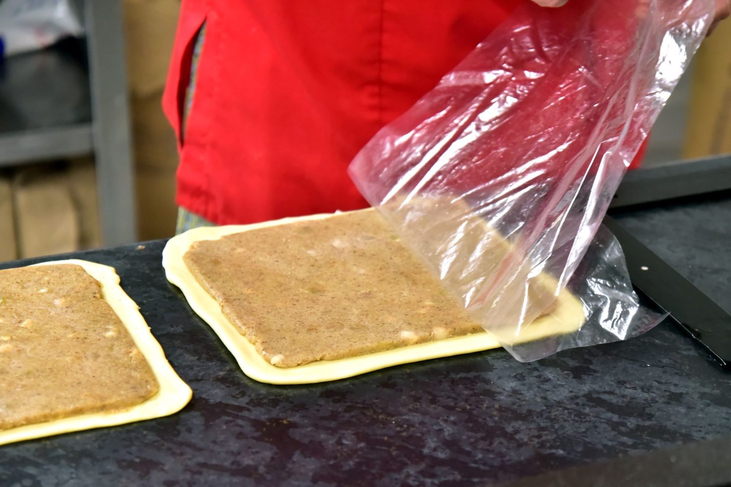 removing the foil from the filling