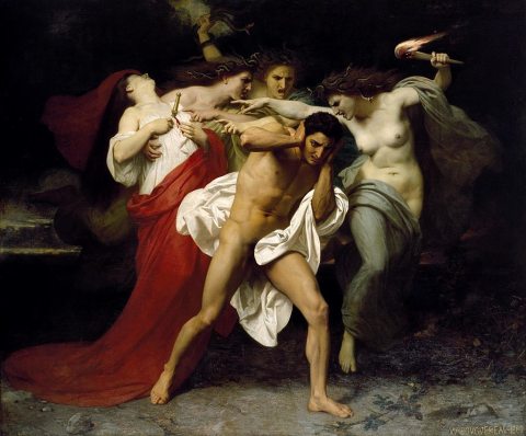 William-Adolphe Bouguereau: Oresztészt üldözik a Fúriák Erinnüszök)
