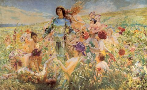 Georges-Antoine Rochegrosse: A lovag és a virágleányok 
