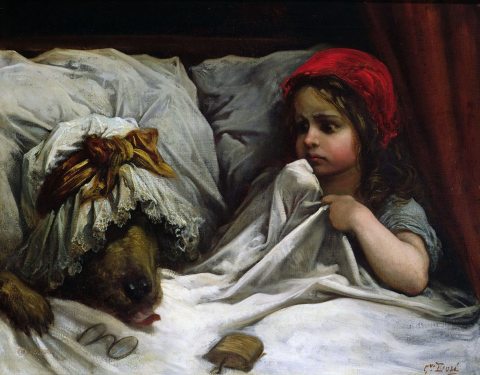 Kép: Gustav Doré: Piroska és a farkas, 1862