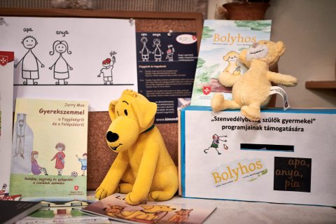 Dobozok és plüss kutya a Máltai Szeretetszolgálatnál