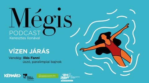 A Mégis podcast Illés Fanni úszóról szóló epizódjának plakátja