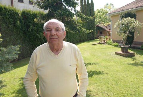 Gyula Patasy in his garden