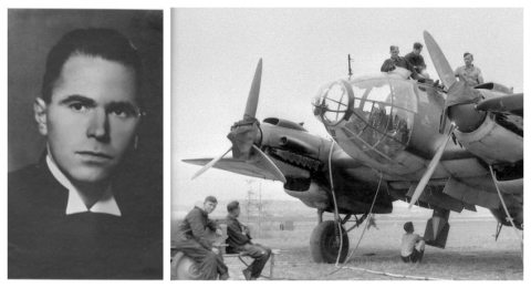 Géza Soós and a Heinkel He-111 bomber plane