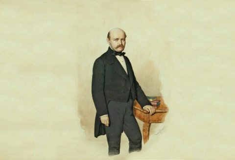 A painting of Ignác Semmelweis in 1857, aged 39, at the time of his wedding
