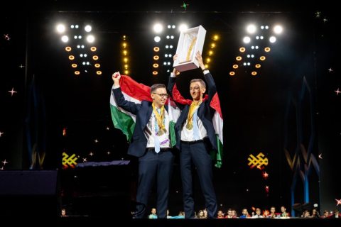 Tamás Bandúr and Zsolt Koncsik on the top of the podium at the EuroSkills Competition