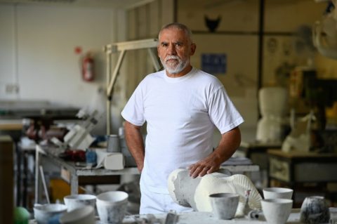 Ferenc Marlok in his workshop